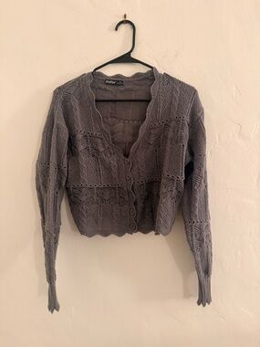 Gray Knit Button-Front Women's Cardigan Sweater
